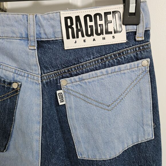 The Ragged Priest Quarter Panel Patchwork Ankle Mom Jeans Women’s 26 Raw Hem - Picture 11 of 11